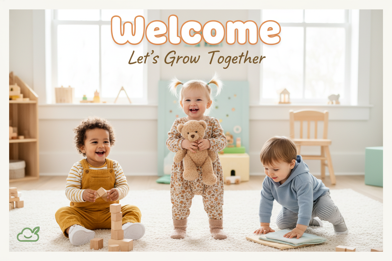 Welcome banner for toddler clothing brand